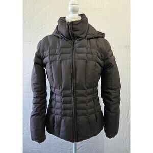 Calvin Klein Gray Hooded Down Puffer Jacket Woman's Size Medium Quilted